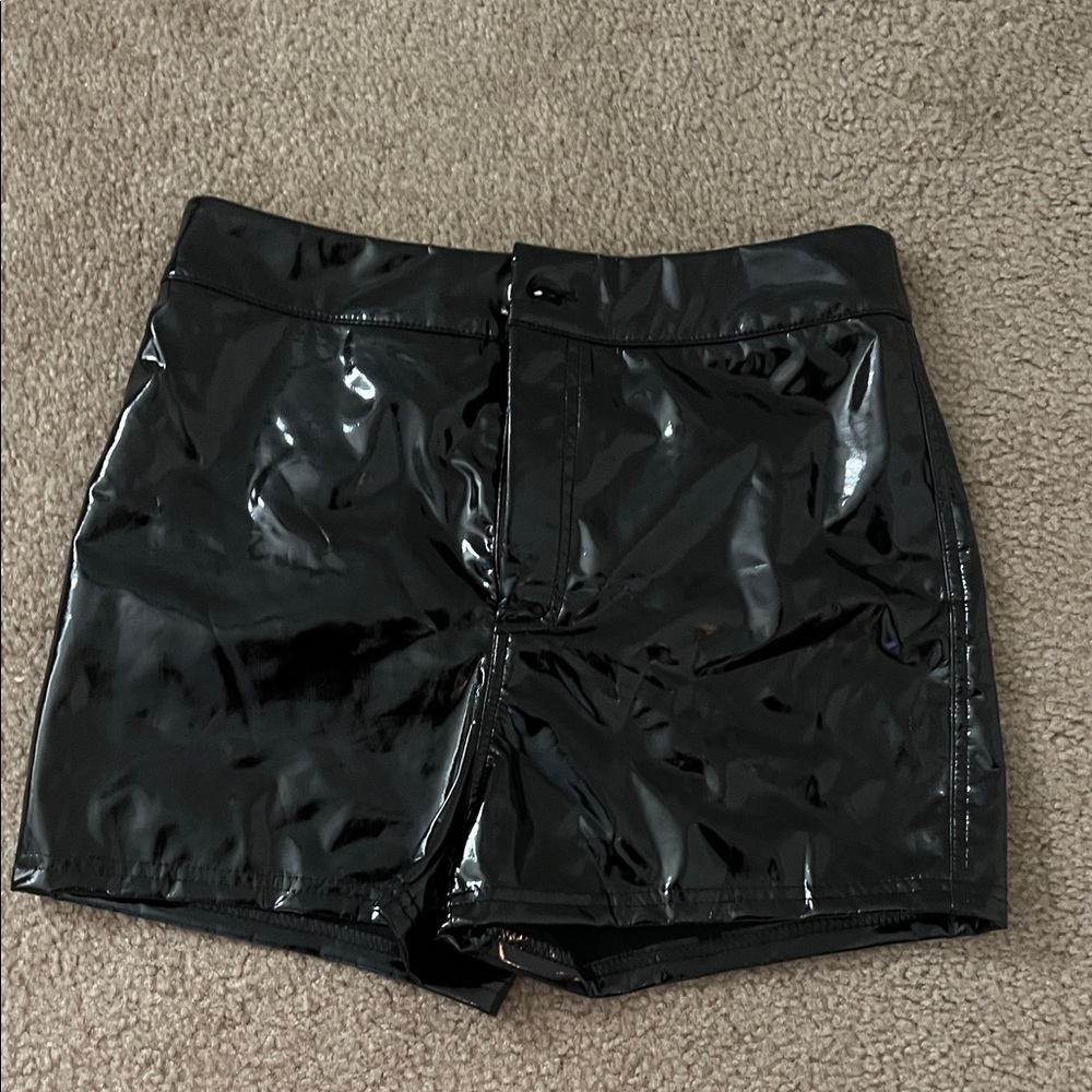 Black Patent Leather Shorts